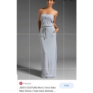 Juicy Couture Grey Terry Strapless Maxi Dress